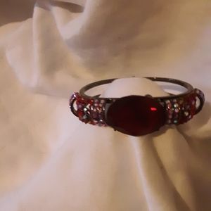 Vintage Lucite and metal clamper bracelet
